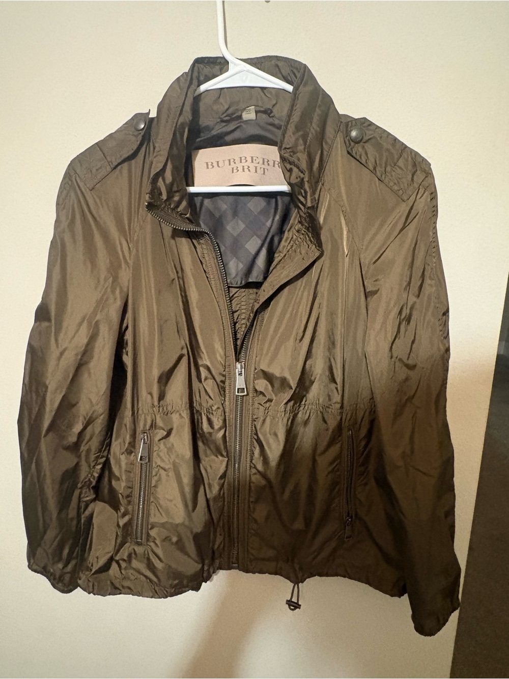 Burberry Olive Green Utility Jacket with Zip Pockets